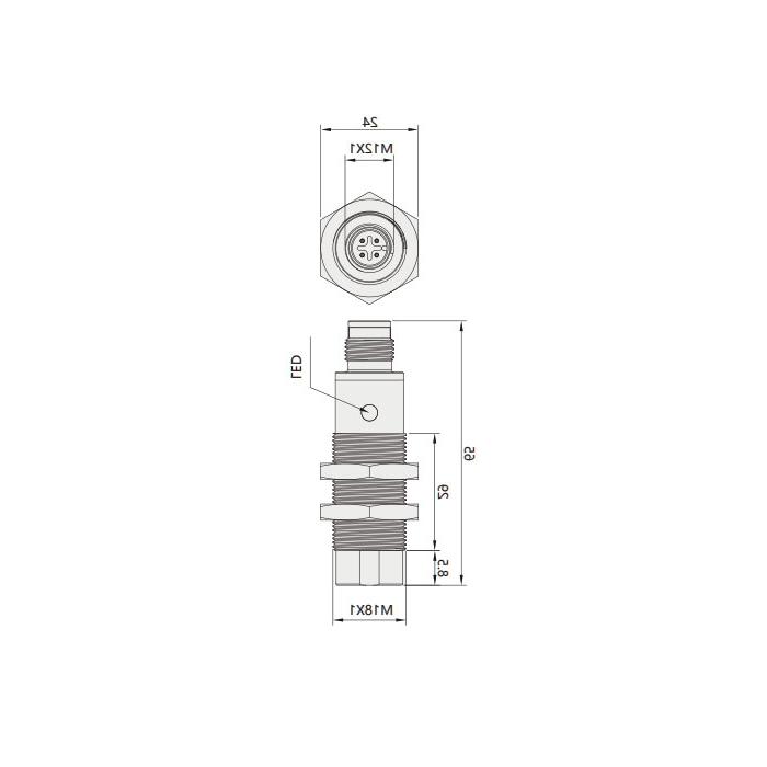 IO-Link集线器，RFID， Ø 18 x 65 mm，可读和可写数据载体，FIS106