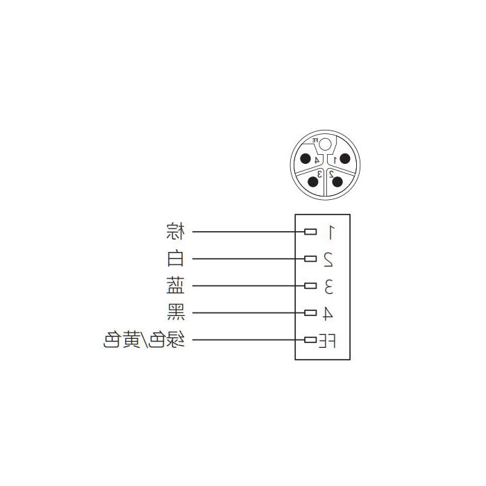 M12 5Pin L-coded, straight male head, flange socket, plate rear installation, suitable for field welding installation, 64LB21H