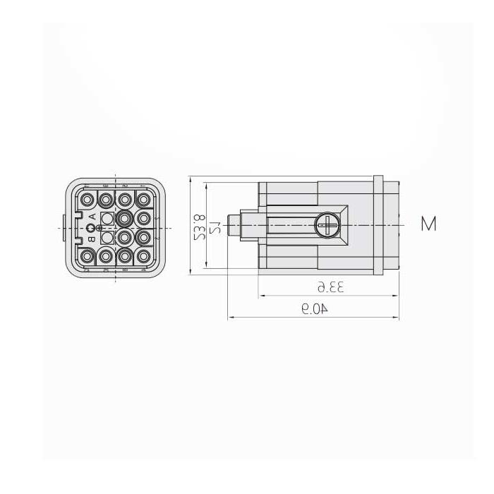 Male core, cold pressed, suitable for H3A shell, HQ-012-M, 09120123001